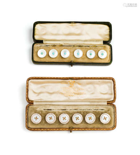 THREE SETS OF MOTHER OF PEARL BUTTONS, EDWARDIAN