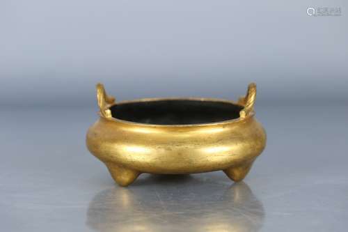 A Chinese Gilt Bronze Censer