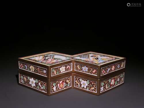 A Chinese Bronze Enameled Box With Lid