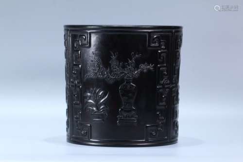 A Chinese Rosewood Brush Pot