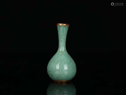A Chinese Porcelain Jun Kiln Vase With Gold