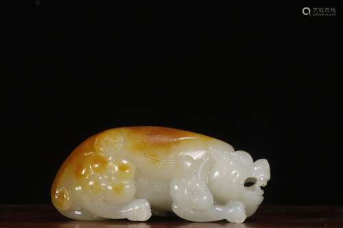 A Chinese Hetian Jade Beast Ornament