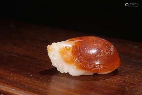 A Chinese Hetian Jade Turtle Hand Piece