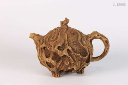 A Chinese Zisha Teapot Of Burl