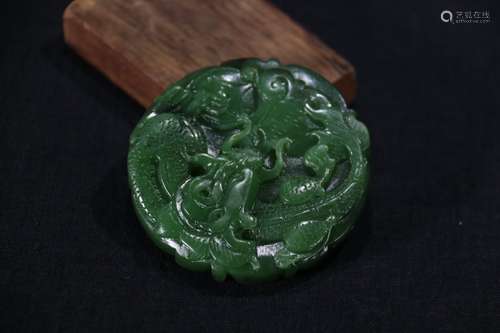 A Chinese Hetian Jade Dragon Pendant