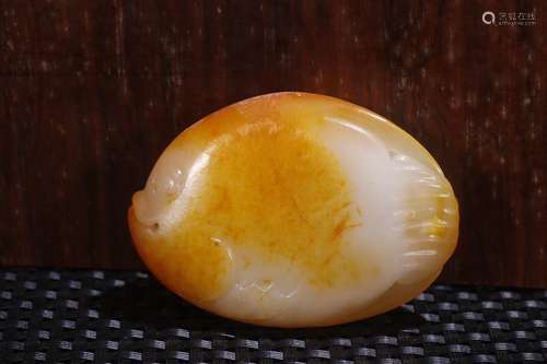 A Chinese Hetian Jade Fish Hand Piece