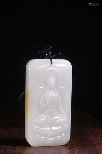 A Chinese Hetian Jade Buddha Pendant