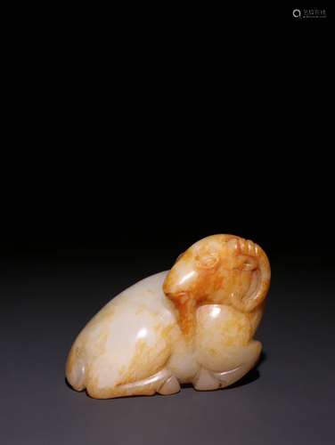 A Chinese Hetian Jade Goat Ornament