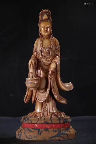 A Chinese Furong Stone Guanyin Statue