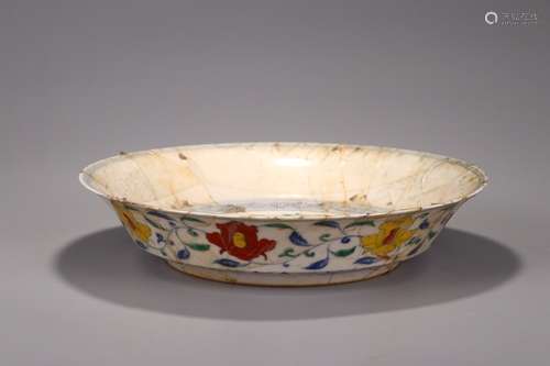 A Chinese Porcelain Doucai Floral Plate