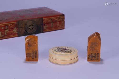 Set Of Chinese Tianhuang Stone Seals With Mark