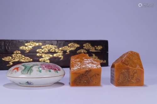 Set Of Chinese Tianhuang Stone Seals With Mark