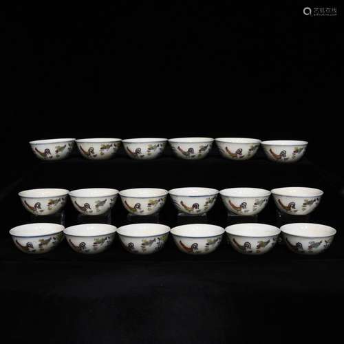 Set Of Chinese Porcelain Figure Cups