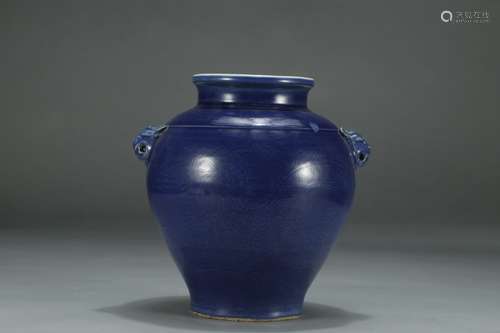 A Chinese Porcelain Blue Glazed Jar