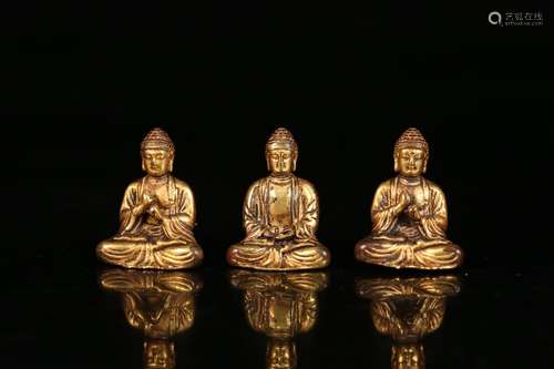 Set Of Chinese Gilt Bronze Buddha Ornaments