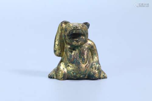 A Chinese Gilt Bronze Bear Ornament