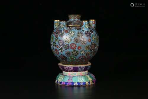 A Chinese Cloisonne Five-Pipe Vase