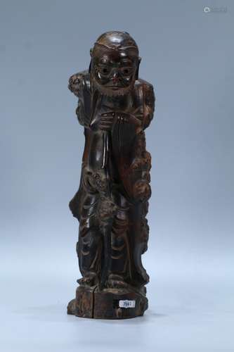 A Chinese Red Wood Figure Statue