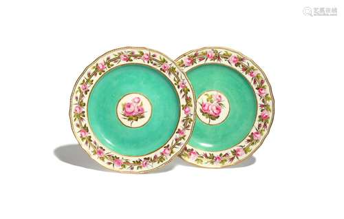 A pair of Derby plates from the Camden service c.1795, painted probably by William Billingsley