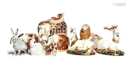 Nine large Royal Crown Derby paperweights late 20th/early 21st century, including a large