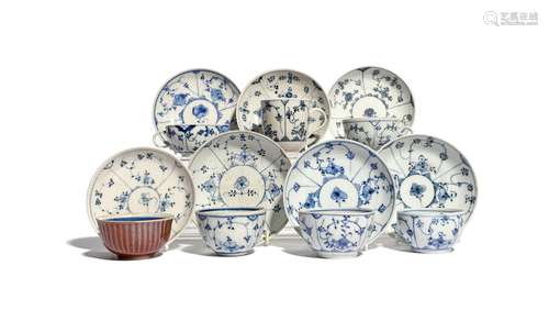 A collection of German porcelain tea wares 2nd half 18th century, all decorated in underglaze blue