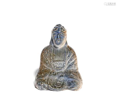 A large faïence model of Amitabha Buddha 19th century, seated with hands in dhyana mudra,