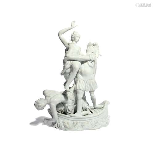 An Italian porcelain white-glazed figure group 19th century, probably Naples, depicting the