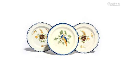 Three Pratt ware plates late 18th/early 19th century, two decorated with stylized flower sprays, the