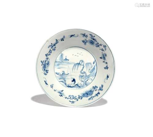 A rare and early Worcester blue and white tart or patty pan c.1753-54, the deep saucer form