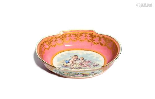 A Sèvres-style bowl or basin late 18th/early 19th century, painted possibly in London, the