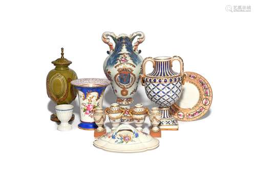 A study collection of ceramics 18th century and later, including a pair of miniature Meissen vases