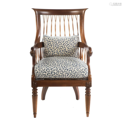 Anglo Indian Style Tiger Maple Arm Chair