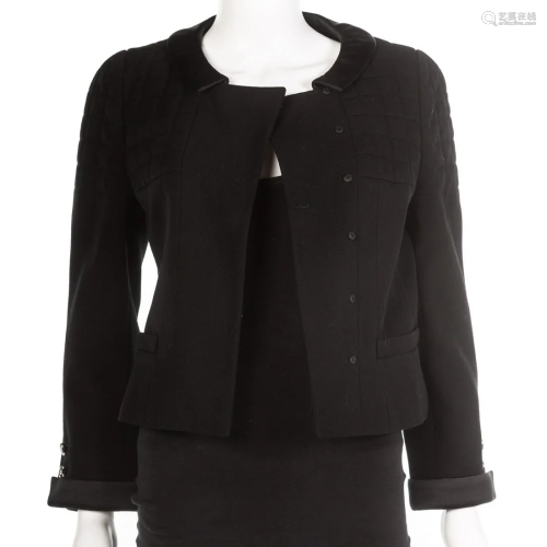 Chanel Black Wool & Silk Cropped Jacket