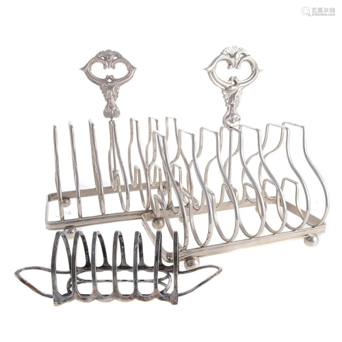 Three English Silver Plated Toast Racks