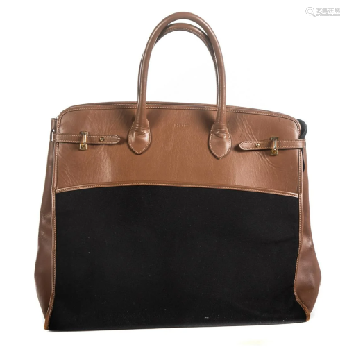 A Brown Leather Travel Tote