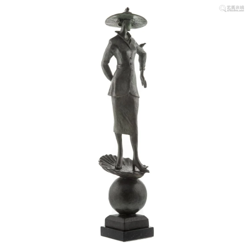 Contemporary Bronze Woman with Birds