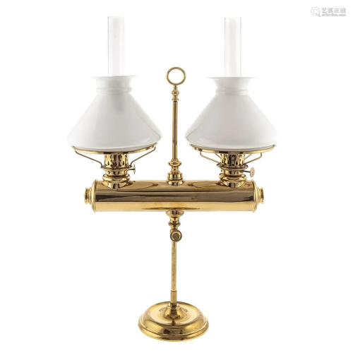 Unusual Brass Double Light Student Lamp
