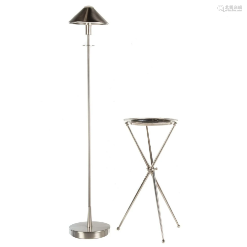 Contemporary Chrome Floor Lamp & Tray with Stand