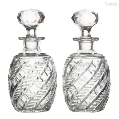 Pair English Cut Glass Decanters