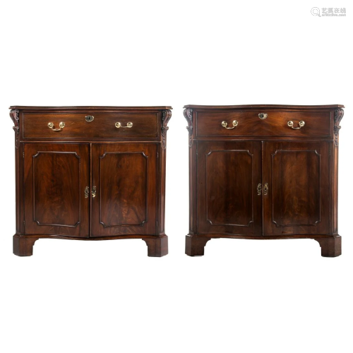 Pair Regency Mahogany Serpentine Cabinets