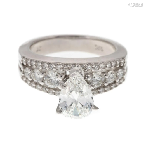 A 14K GIA Cert. 1.06ct Pear Brilliant Diamond Ring