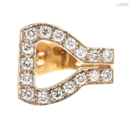 A 14K Yellow Gold Diamond Stirrup Ring