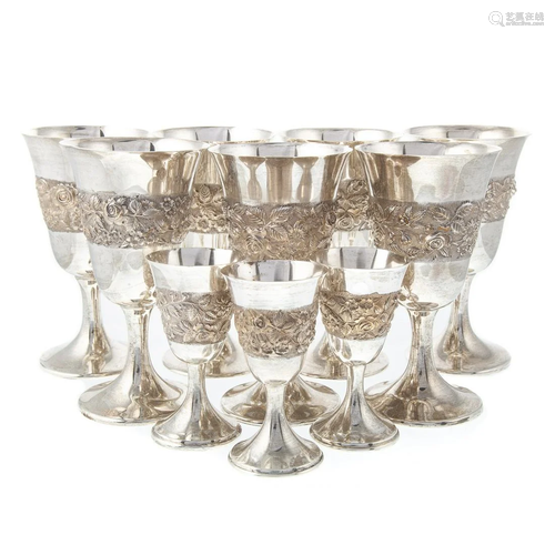 Ten Schofield Sterling Silver Goblets