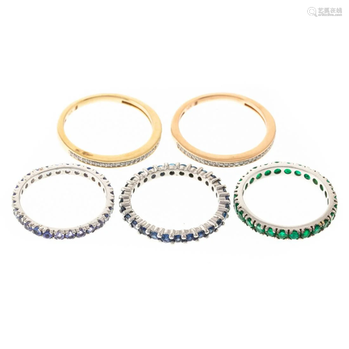 A Collection of Gemstone Bands in 14K