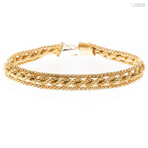 An 18K Yellow Gold Twisted Rope Bracelet