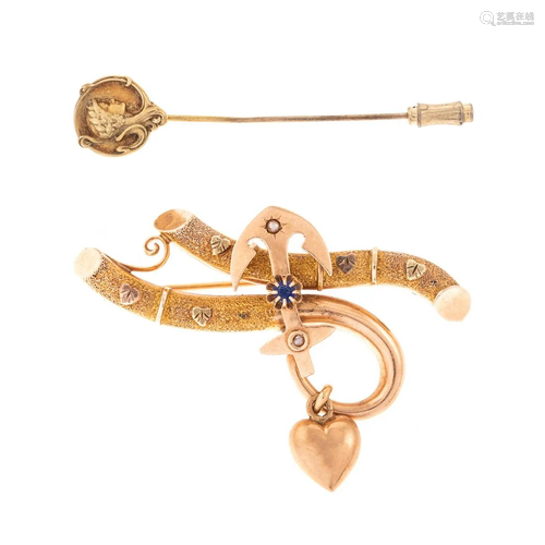 A Victorian Hope & Love Brooch with Stickpin