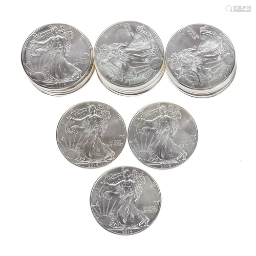 One Roll BU 2014 Silver American Eagles