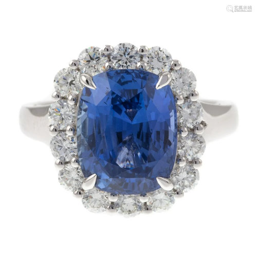 A 7.31ct Unheated Ceylon Sapphire & Diamond Ring