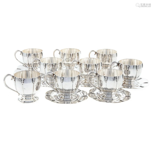 Worden-Munnis Sterling Demitasse Cups & Saucers