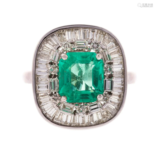 An Untreated 2.35 ct Emerald & Diamond Ring in 14K